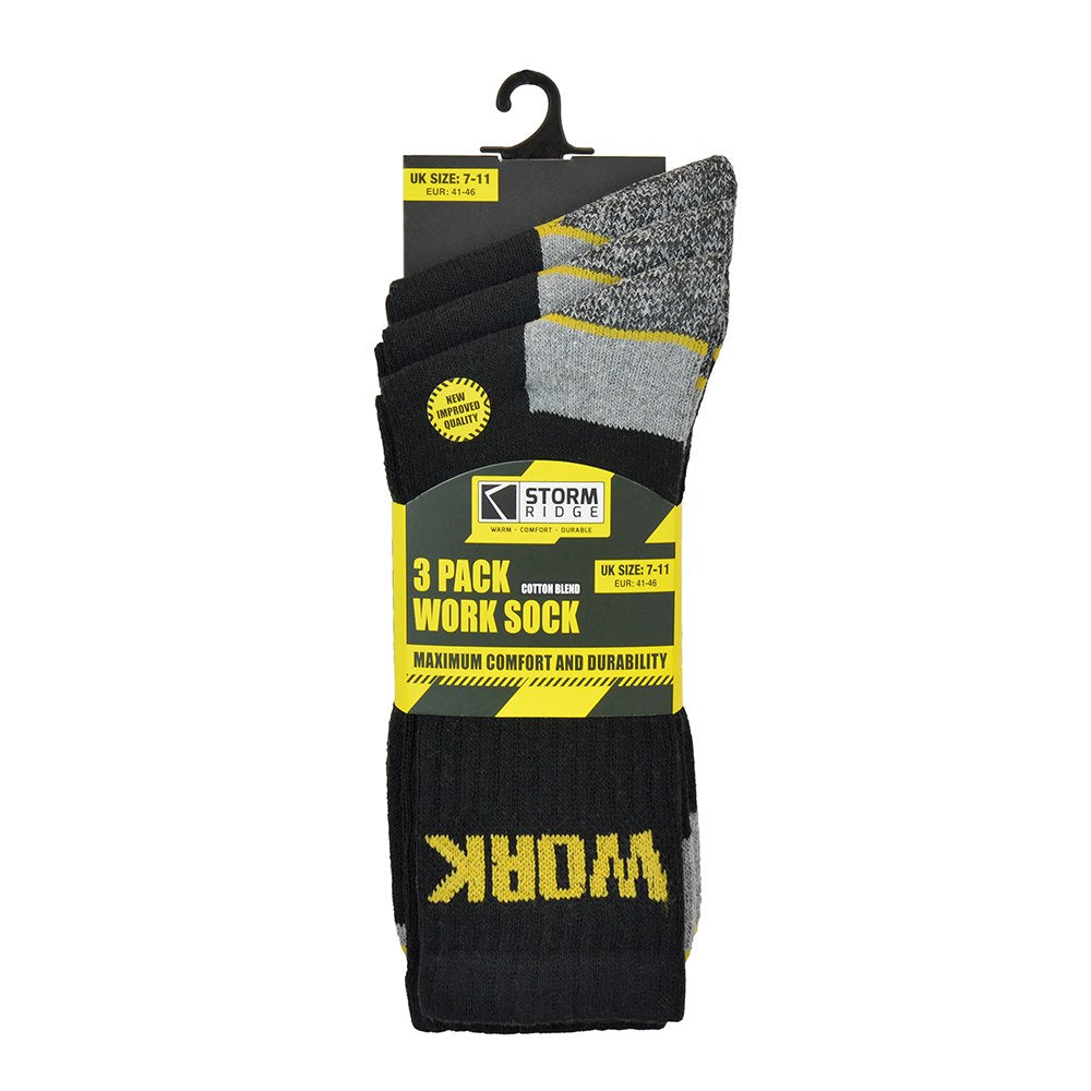 Men's Work Socks 3 Pairs Hard Wearing Heavy Duty Mega Cotton Worker Size 7-11 Men's Work Socks 3 Pairs Hard Wearing Heavy Duty Mega Cotton Worker Size 7-11